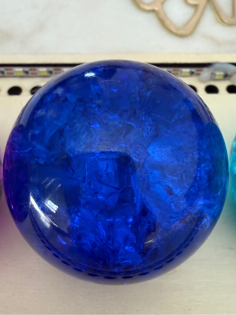 Blue Crackle Sphere Aura Crystal Ball approx 50mm Positive Calm Communication
